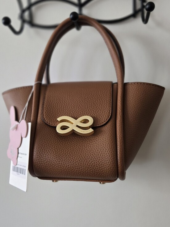 House Of Littlebunny Handbags - House Of LittleBunny Brown Pebbled Leather Mini Top-Handle Bag & Crossbody Strap